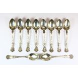 A set of 10 Glasgow hallmarked silver teaspoons circa 1859