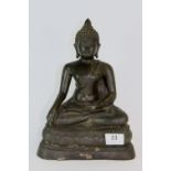 A 19th/early 20th century Siamese (Thai) bronze figure of a seated Buddha, H. 28cm.