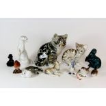 A collection of various USSR and English porcelain animal figures, H. 21cm (tallest).