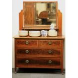 An Edwardian inlaid mahogany dressing table, W 106cm