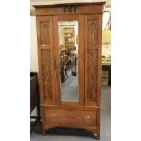 A Victorian oak single door wardrobe, W. 95cm, H. 189cm.