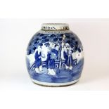 A 19th century Chinese hand painted porcelain storage jar and lid, H. 29cm.