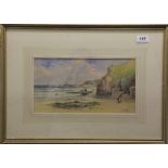 John Clarkson Uren (British 1845 - 1932) framed beach scene watercolour, 52cm x 37cm (framed size)