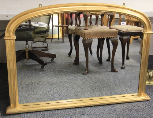 A gilt framed over mantle mirror, W 115cm