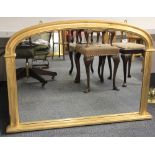 A gilt framed over mantle mirror, W 115cm