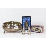 An attractive silver plated bowl and other items.