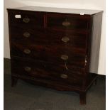 A 19th century mahogany 5 drawer chest, W 108cm x 52cm x 106cm. Back legs need replacing.