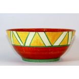 A hand painted Newport pottery 'Bizarre' pattern bowl (A/F).