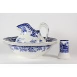 A 19th century Minton Genevese pattern jug, bowl and toothbrush holder.