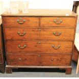 A Georgian 5 drawer oak chest, W 108cm, H 100cm