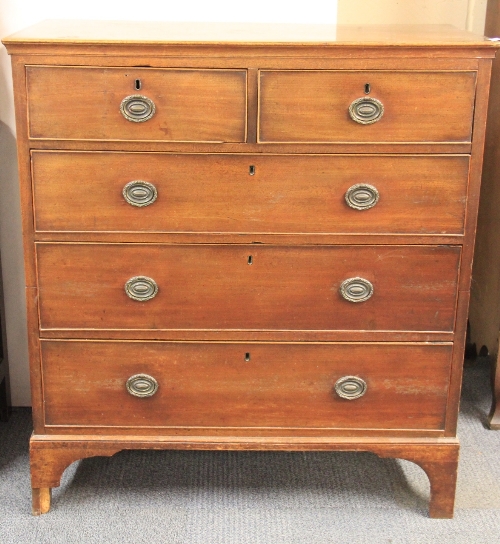 An early 19th century mahogany 5 drawer chest, 99cm x 48cm x 110cm.