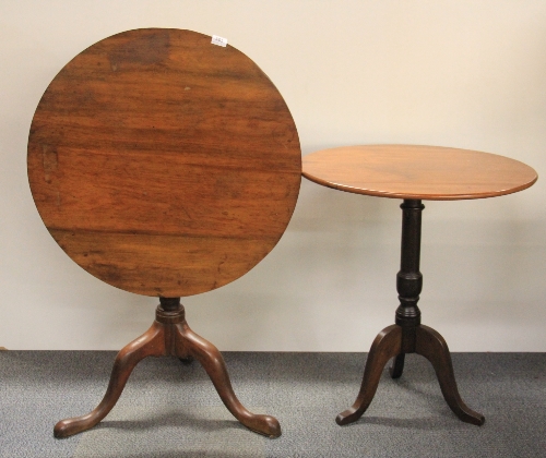 Two 19th century tilt top mahogany tea tables.