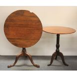 Two 19th century tilt top mahogany tea tables.