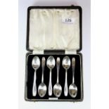 A case of hallmarked silver teaspoons.