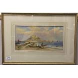 John Clarkson Uren (British 1845 - 1932) framed watercolour of St Michaels mount, 57cm x 39 (