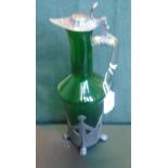 A WMF-style green glass and pewter clare