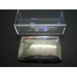 A silver presentation cigarette case, th