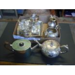 A silver teapot of oval form, having Bak