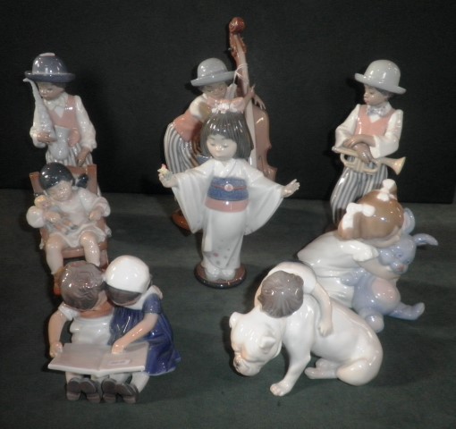 A Lladro three piece musician band, toge