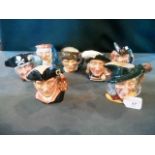 Seven Royal Doulton 9-10cm character jug