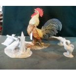 A Capodimonte model of a cockerel, toget