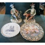 A pair of Capodimonte figures, each of a