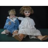 A French bisque headed doll with sleeping eyes, impressed SFBJ, Paris, 43cm and another by Simon &