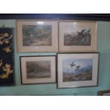 After Archibald Thorburn, a group of four coloured lithographs each depicting game birds, signed in