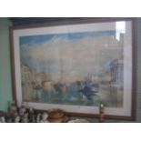 A large coloured print of Venice after Turner.