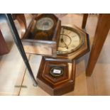 An American drop-dial wall clock in a simulated rosewood frame, together with a similar mantle