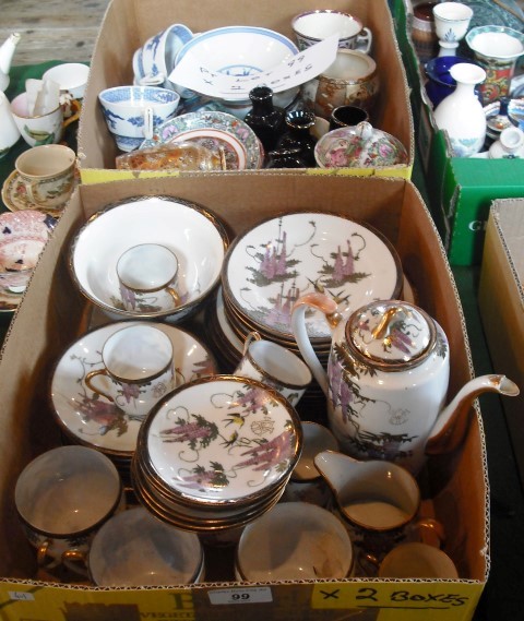 A Japanese part tea service, decorated with wisteria and bearing a monogram, together with various - Image 2 of 2