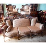 A rococo-style three piece suite, compri