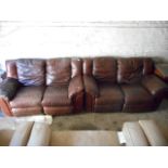 A pair of recliner two seater sofa, upho