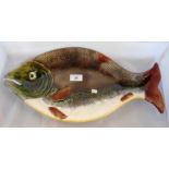 A 19th century Majolica fish serving dish, unmarked to base, 44.5cm.