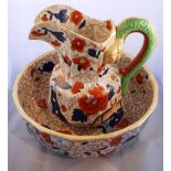 A Masons ironstone china washbowl and jug, 19th century polychrome Imari decoration,