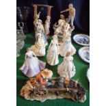 A collection of ten figures and figure groups, to include: Coalport Age of Elegance figures,