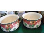Two Royal Doulton chamber pots, each decorated with flowering poppies, numbered D3225, 23.