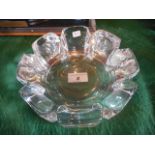 An Orrefors octagonal clear glass dish, etched mark to base, 19cm diameter.