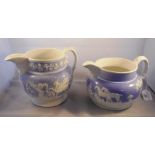 Two lilac ground jugs, one decorated wit