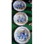 Three English Pearlware plates, each dec