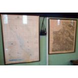 Two framed and glazed maps of geological