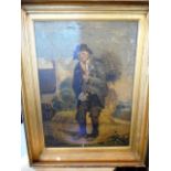 A gilt framed oleograph of a gentleman,