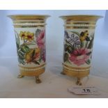 A pair of early 19th century Derby porcelain spill vases of similar decoration,