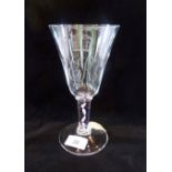 A Whitefriars coronation goblet on colour twist stem, signed and engraved by W J Wilson,