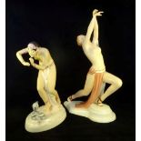 A Royal Dux Art Deco figurine of a semi-nude dancer, numbered 204/2,