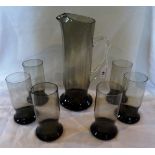 A Whitefriars-style glass lemonade set in Pewter,