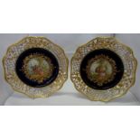 A pair of 19th century cabinet plates, one carrying a Dresden mark (probably Helena Wolfsohn),