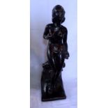 An imposing ceramic Art Deco figure of a nude lady on shaped rectangular base, indistinctly signed,