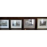 Four framed and glazed prints, two with