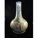 A 19th century Cantonese bottle vase, the tapering neck over bulbous body, typically decorated